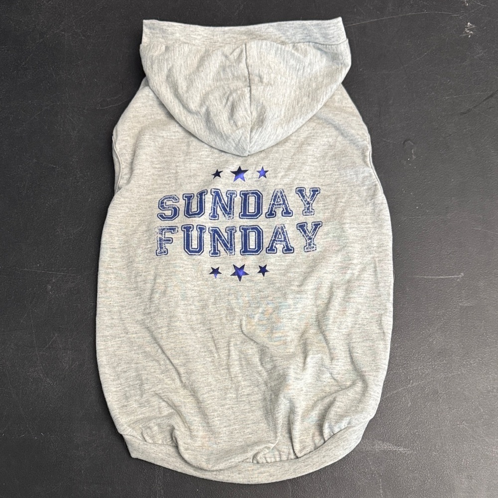 5/$25 Top Paw Gray Dog Hoodie with Sunday Funday Blue Print